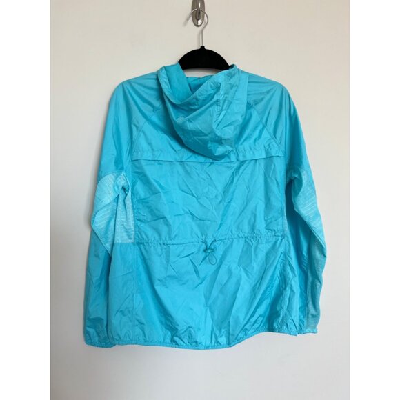 Layer 8 Light Blue w/Lime Green Lining Hooded Windbreaker - Size Medium - Picture 5 of 8